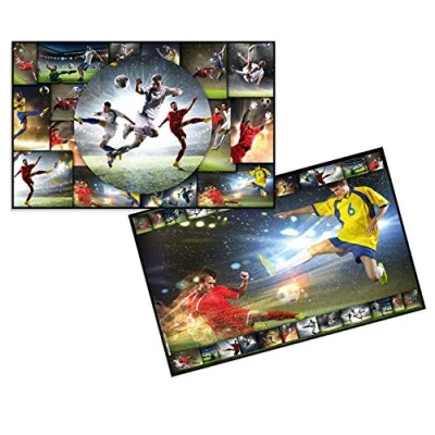 Afbeelding van HERMA 19381 Bureauonderlegger, sport voetbal, 55 x 35 cm, antislip, afwisbaar en met dubbelzijdig motief bedrukte onderlegger van stevig karton, voor kinderen