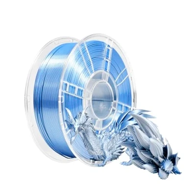 Afbeelding van iBOSS PLA+ filament voor 3D printers, PLA Plus 1,75 mm, tweekleurig zijdefilament, coëxtrusie, glanzend, printfilament, 1 kg, tweekleurig, zilverblauw