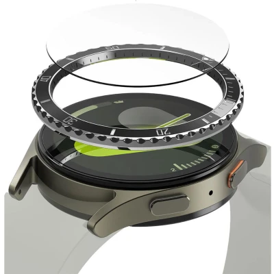 Afbeelding van Ringke Bezel Styling + Tempered Glass Geschikt voor Samsung Galaxy Watch 7 40MM RVS Cover Screen Protector 40 80 Zwart