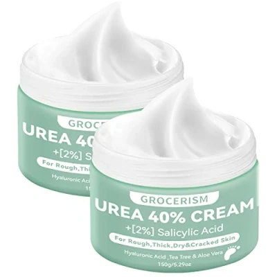 Image de 2 Paquets Crème à l&#039;Urée 40 % pour les Pieds avec plus de d&#039;Acide Salicylique et mains Acide hyaluronique, arbre thé, aloe vera Hydrate, élimine callosités adoucit ,150 g