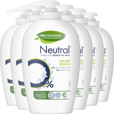Afbeelding van Neutral Vloeibare Handzeep Parfumvrij dermatologisch getest en pH huidneutraal 6 x 250 ml