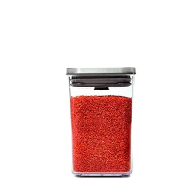 Image de OXO Steel Boîte de conservation POP rangement alimentaire hermétique et empilable pour la cuisine Finition in Carré, petit format, hauteur basse 1 L