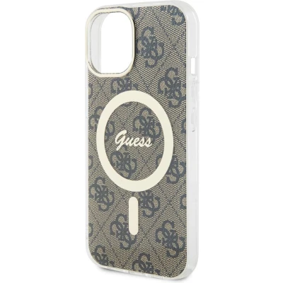 Afbeelding van Guess IML 4G Back Case (MagSafe Compatible) Geschikt voor Apple iPhone 15 (6.1&quot;) Bruin