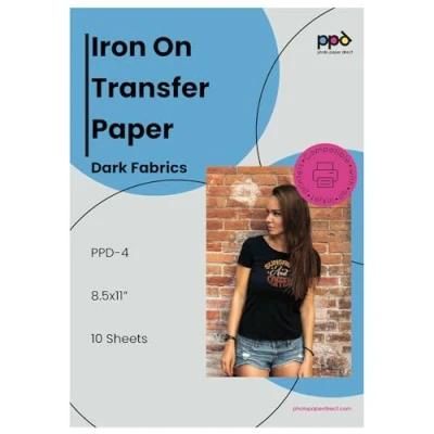 Image de PPD 10 x A4 Papier Transfert Tee Shirt/Textiles Noirs ou Foncés, Personnalisable, Thermocollant, Impression Jet d’Encre 4