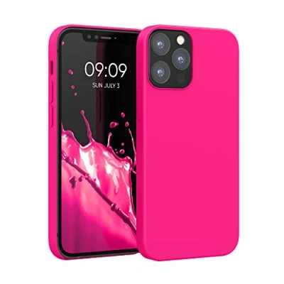 Afbeelding van kwmobile telefoonhoesje geschikt voor Apple iPhone 12 / Pro Hoesje met siliconen coating Smartphone case in neon roze