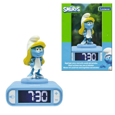 Afbeelding van Lexibook, Smurfen, nachtlampwekker, geluiden en melodieën, lcd display met achtergrondverlichting, helder, snooze, RL800SF