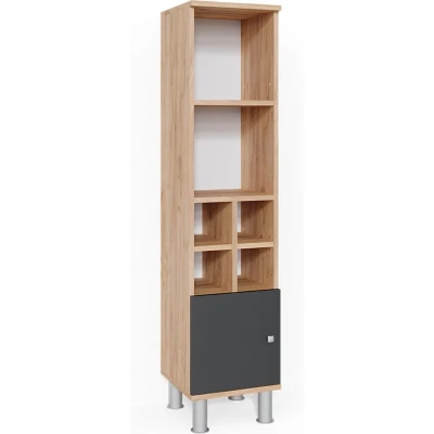 Afbeelding van Vicco Halfhoge kast Fynn, Antraciet/Krachtige eik goud, 30 x 130.6 cm kleine deur