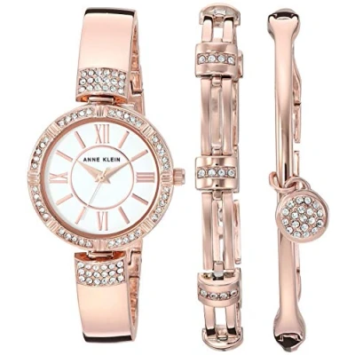 Afbeelding van ANNE KLEIN Kristallen horloge en armband set voor dames, zilver., japans