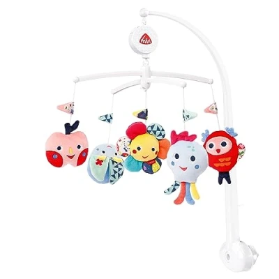 Afbeelding van Fehn 055191 Musik Mobile COLOR Friends met zachte melodie &quot;Dreaming&quot; en schattige figuren bedbevestiging voor baby&#039;s van 0 tot 5 maanden afmetingen: Ø 40 cm, hoogte 65 cm