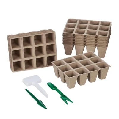 Afbeelding van Relaxdays kweekpotjes set van 192 stekpotjes met accessoires afbreekbare zaaipotjes