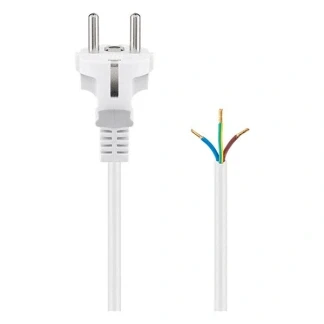 Afbeelding van Goobay geaarde kabel om te monteren, 1,5 m, wit stekker (type F, CEE 7/7) &gt; losse kabelein