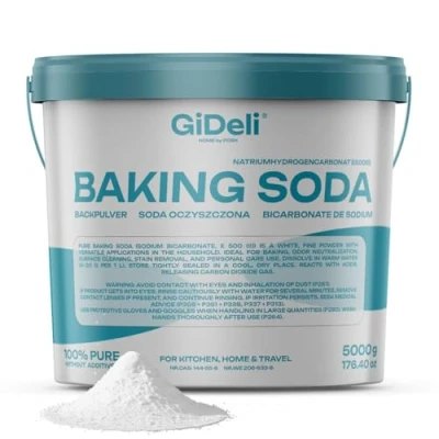 Image de GiDeli bicarbonate de sodium pur E500ii qualité alimentaire, 5 kg, soude sans additifs, polyvalent pour la cuisson, le nettoyage, neutraliser les odeurs