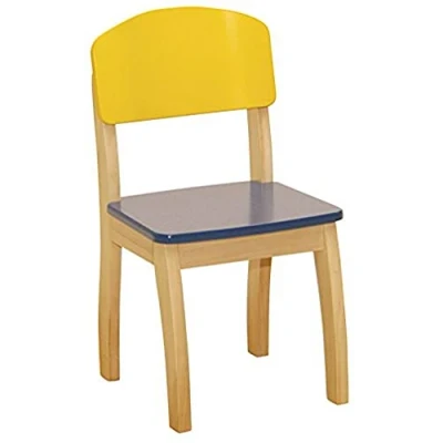 Image de roba Chaise Enfant en Bois Massif Hauteur d&#039;Assise 31 cm Petite à Partir de 2 Ans Peut Supporter jusqu&#039;à 50 kg Jaune/Bleu