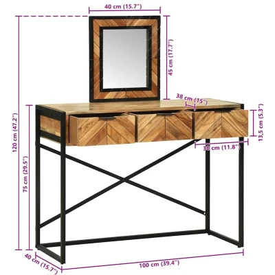 Afbeelding van vidaXL Kaptafel met Spiegel 100x40x120 cm Massief Hout Acacia