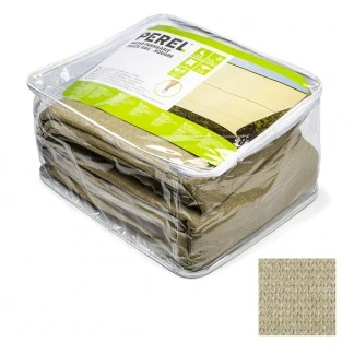 Afbeelding van Schaduwdoek vierkant Perel 5 x meter (Waterdoorlatend, Champagne)