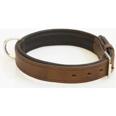 Afbeelding van Hondenhalsband nikkelen fournituren extra breed bruin 65 cm