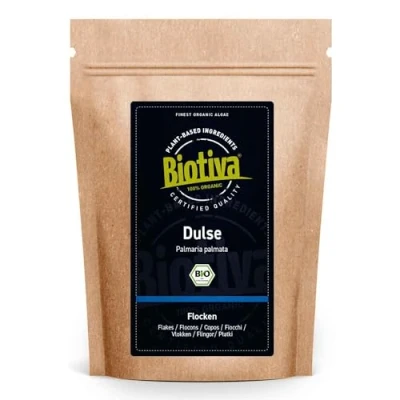 Afbeelding van Biologische dulse vlokken 100 g Palmaria Palmata rode algen zonder additieven superfood saussoep 100% biologisch verpakt en gecertificeerd in Duitsland Biotiva