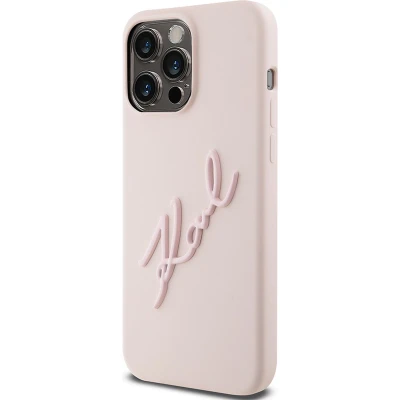 Afbeelding van Karl Lagerfeld Backcase hoesje geschikt voor iPhone 15 Pro Max Effen Roze Kunstleer