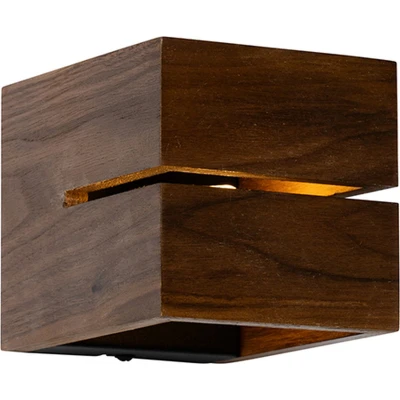 Afbeelding van QAZQA Landelijke wandlamp walnoot hout 9,7 Transfer Groove