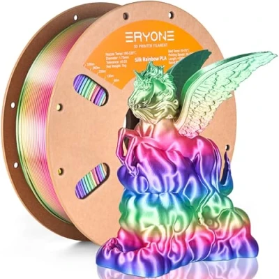 Afbeelding van ERYONE PLA filament voor 3D printers, 1,75 mm, +/ 0,03 1 kg, spoel, meerkleurig Rainbow Fast Color Gradient Silk, snoep, regenboog