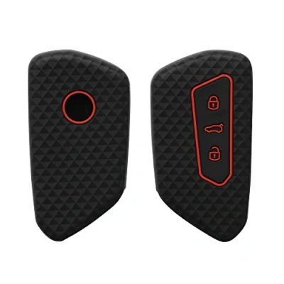 Afbeelding van kwmobile autosleutel hoesje geschikt voor VW Golf 8 3 knops hoes TPU behuizing Beschermende auto sleutel case Sleuteletui in zwart / rood