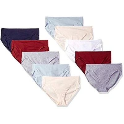 Image de Amazon Essentials Culotte en coton à jambe échancrée (grandes tailles disponibles) Women&#039;s, Pack of 10, Couleurs Tonalités Froides/Teintes Chaudes, 40