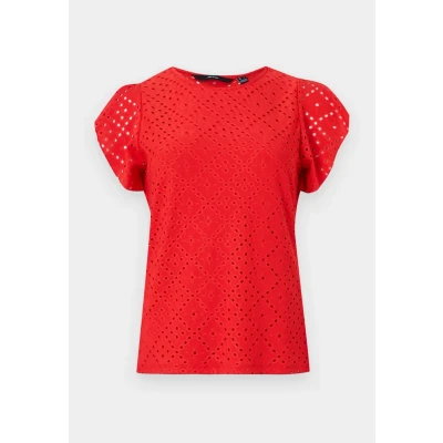 Afbeelding van Vero Moda T shirt Vmtassa Sl Frill Top Noos 10286067 Fiery Red Dames Maat XS