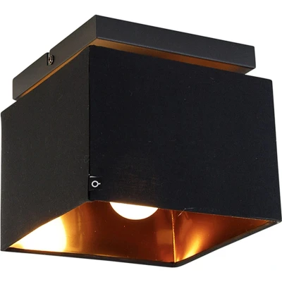 Afbeelding van QAZQA vt Moderne Dimbare LED Smart Plafondlamp met kap incl. wifi Dimmer 1 lichts L 17 cm Zwart Goud Woonkamer Slaapkamer Keuken