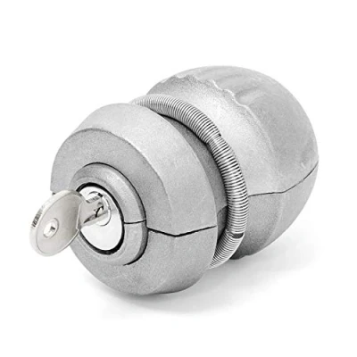 Afbeelding van Relaxdays koppelingslot, 5 cm, veilig, tegen diefstal, voor aanhanger of caravan, inclusief 2 sleutels, zilver