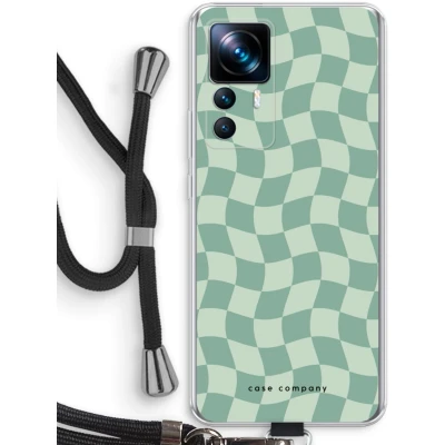 Afbeelding van Case Company® hoesje met Koord geschikt voor Xiaomi 12T Pro Grid Groen Telefoonhoesje Zwart Bescherming aan alle Kanten en Over de Schermrand