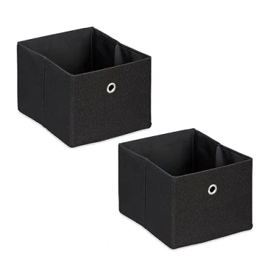 Afbeelding van Relaxdays Set van 2 kleine stoffen opbergdozen 16 x 20,5 25 cm zwart