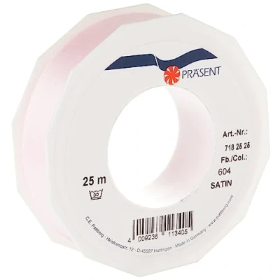 Afbeelding van C.E. Pattberg Cadeaulint in satijn lichtroze 25 meter voor geschenkverpakkingen 2,5 cm breed lint decoratief geschenken elke gelegenheid