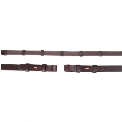 Afbeelding van BR Teugel Linnen 19mm Anti slip e Sluiting Bruin/Goud Full