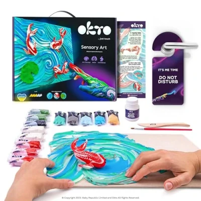 Afbeelding van Okto 3D kunstwerk Sensory Art Aian symbol Courage and harmony Koi Fish klei artist