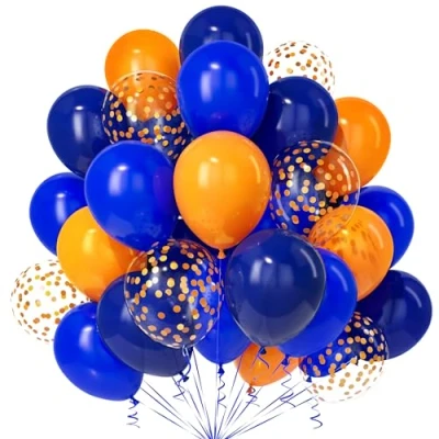 Afbeelding van Teselife 30 stuks blauwe Oranje ballonnen van cm Marineblauw Nachtblauw Donkerblauw Confetti Voor verjaardag, bruiloft, afstudeerfeest, verloving, babyshower, decoratie
