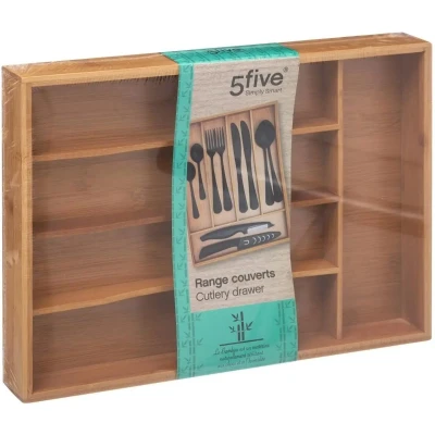 Afbeelding van Bestekbak/keuken organizer 5 vaks bamboe hout 34 x 25 cm