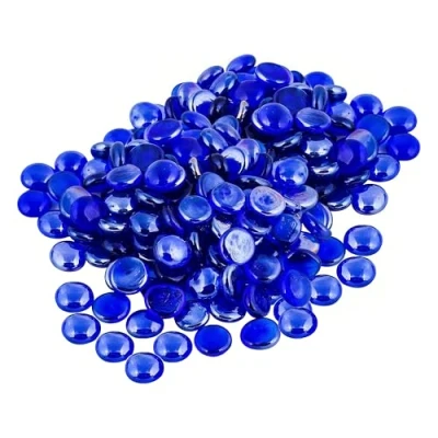 Afbeelding van ARSUK Blauwe glazen kiezelstenen, decoratieve ronde edelstenen, plat marmer, vaasvulling, kunstmatige edelstenen voor aquarium, mozaïektegels, vazen, handwerk