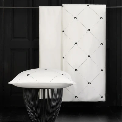 Afbeelding van De Witte Lietaer Dekbedovertrek Katoen Satijn Butterflies Eenpersoons 140 x 200/220 cm Wit