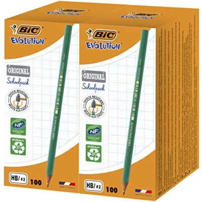 Afbeelding van BIC Evolution Originele HB geslepen school grafietpotloden met gompunt, 200 telling (Pack van 1)