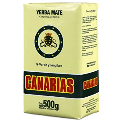 Image de Yerba Maté Canarias Verde Jengibre 0.5 kg + échantillon cadeau (40g):Riche en antioxydants et vitamines, accélère le métabolisme, sans sucre!
