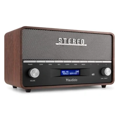 Afbeelding van XL DAB radio met Bluetooth model 2023 Retro DAB+ / FM Werkt ook op batterijen Audizio Corno