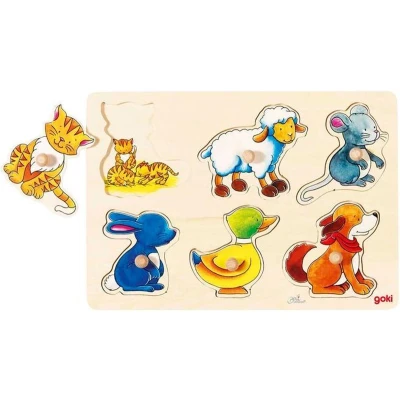 Afbeelding van Goki Houten Noppenpuzzel Moeder en Kind