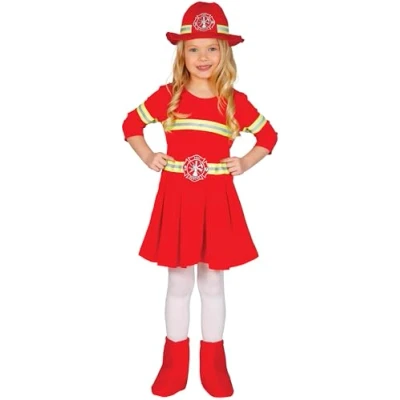 Afbeelding van Fiestas Guirca Verkleedjurk Brandweer Meisjes Rood Mt 122 134