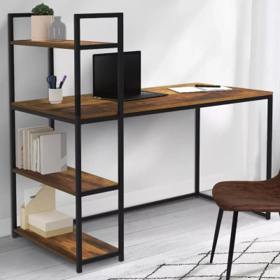 Afbeelding van Bureau bibliothèque DAYTON plateau effet vieilli design industriel