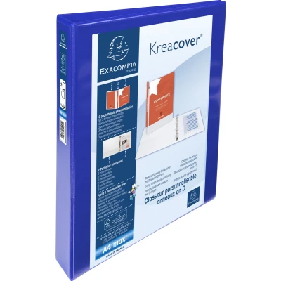 Afbeelding van Exacompta Kreacover personaliseerbare ringmap blauw 2 ringen van 25 mm 10 stuks