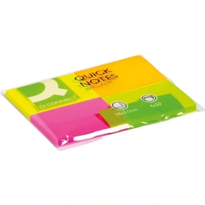 Afbeelding van Q connect Quick Notes, Ft 38 X 51 Mm, 50 Vel, Pak Van 4 Blokken In Neonkleuren Memoblok