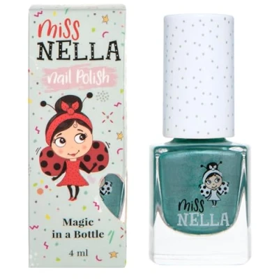 Afbeelding van Miss Nella Dino rific Nagellak, chroom, groen met glitter, voor kinderen, peel off formule, op waterbasis, geurvrij