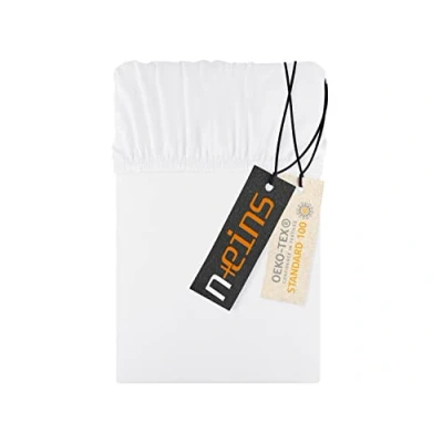 Afbeelding van npluseins hoeslaken Jersey 100% katoen verkrijgbaar in 22 kleuren, 6 maten, ca. 70 x 140 cm, wit