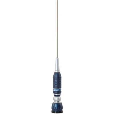 Afbeelding van Sirio antenne TURBO 1000 Blue Line, CB voor voertuig, frequentie 27 28,5 MHz, maximaal vermogen W (CW) korte tijd, roestvrijstalen stylus, 90 kantelbaar, hoogte 1,15 m, 4 m kabel