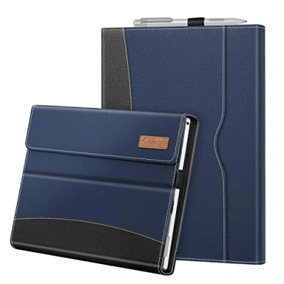 Afbeelding van FINTIE Beschermhoes voor Microsoft Surface Pro 7+/Surface 7/Pro 6/Pro 5/Pro 4/Pro 3 multi hoek beschermhoes, verstelbaar, magneetsluiting, hoes met documentenvak, blauw/zwart